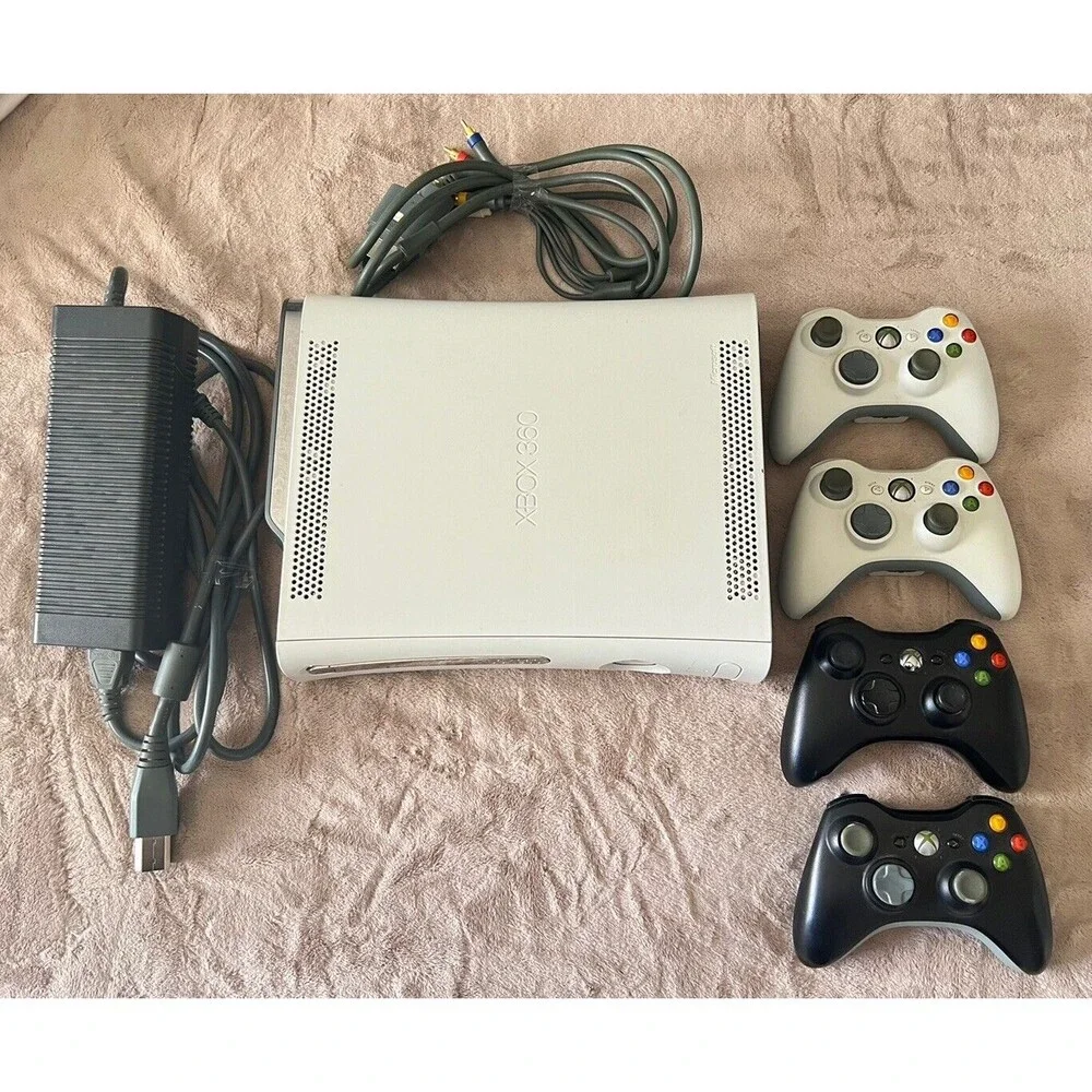 Original Xbox 360 20GB White Console W/ Controllers, Cables and Manual- Tested